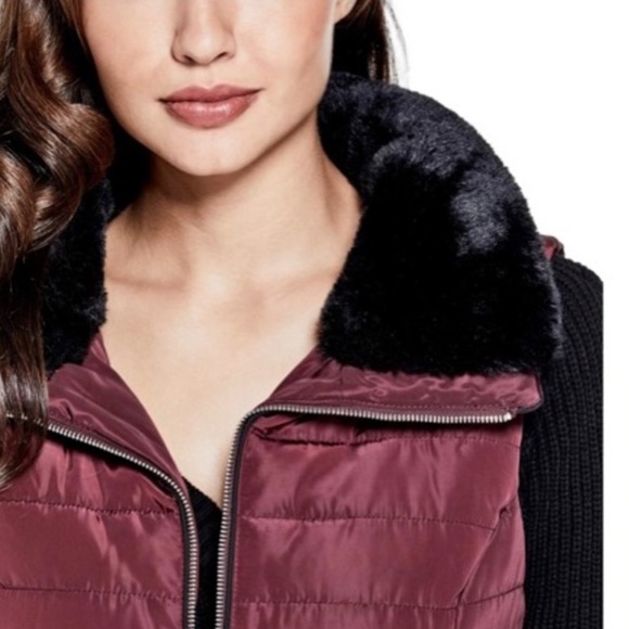 Guess Women's Front Runner Faux Fur Puffer Vest Size Medium - Picture 3 of 11